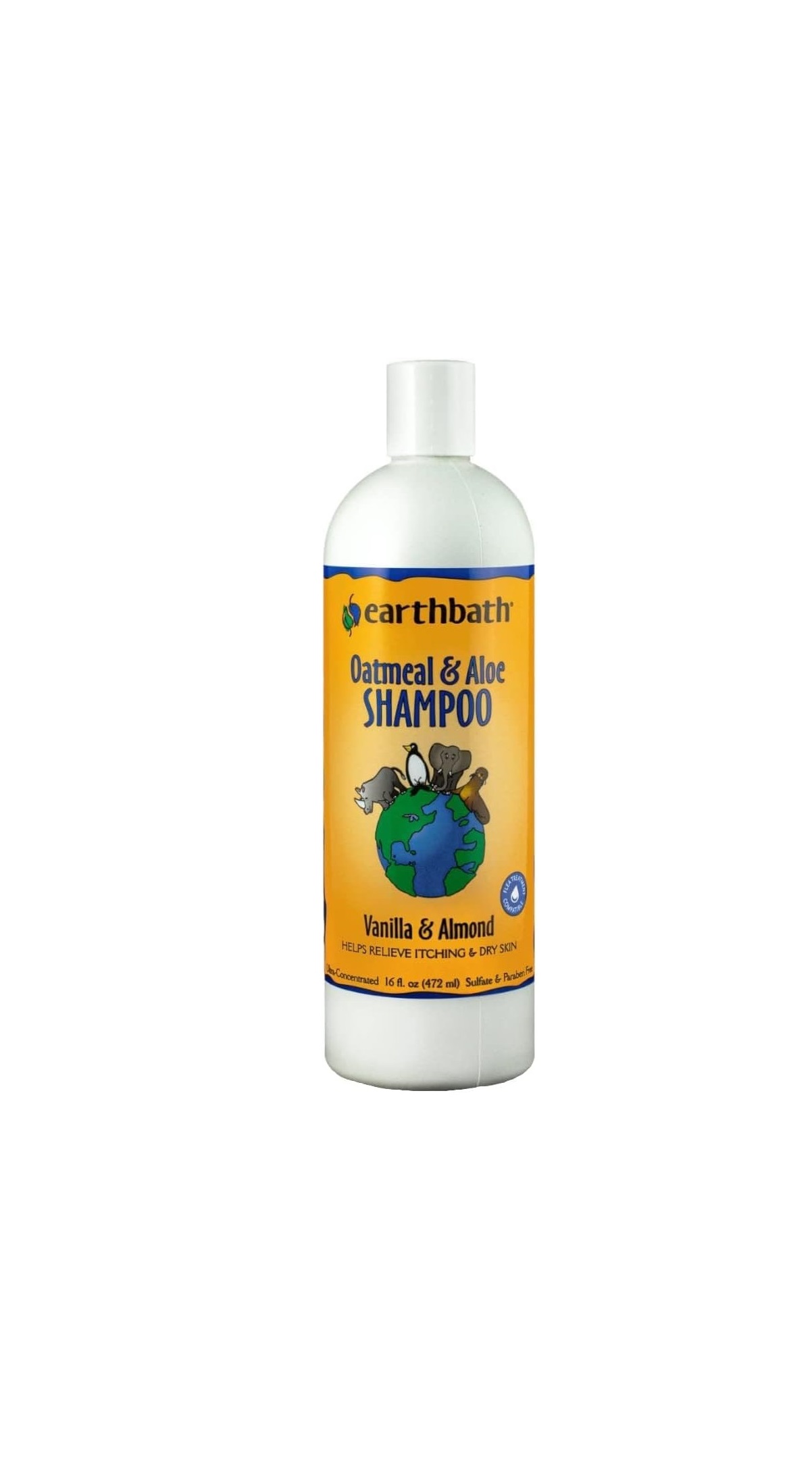 Natural oatmeal aloe dog shampoo in bottle - hypoallergenic, soap-free pet care for sensitive skin, available in the UK