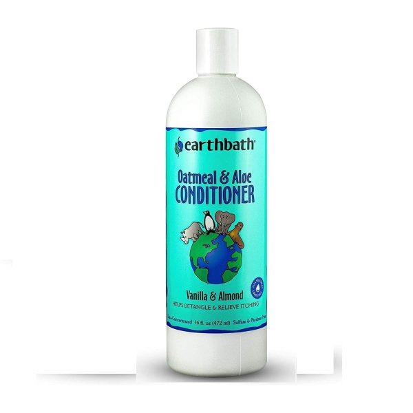 Natural oatmeal and aloe dog conditioner bottle, 16 oz (2 pack) – soothing itchy skin relief, detangling fur, vanilla almond scent – cruelty-free pet care available in the UK