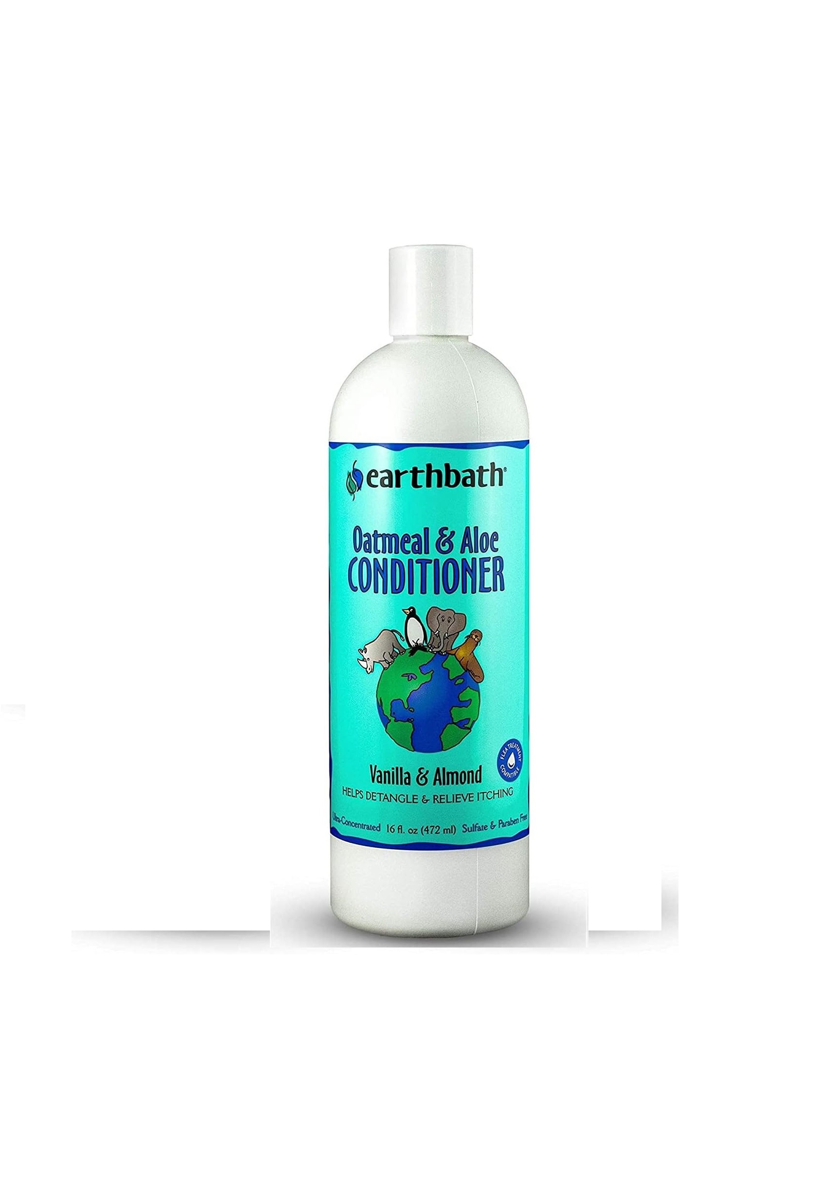 Natural oatmeal and aloe dog conditioner bottle, 16 oz (2 pack) – soothing itchy skin relief, detangling fur, vanilla almond scent – cruelty-free pet care available in the UK